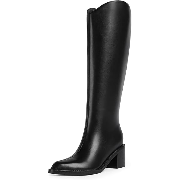 Amazon.com | Brown Knee High Boots Women Chunky Heel Round